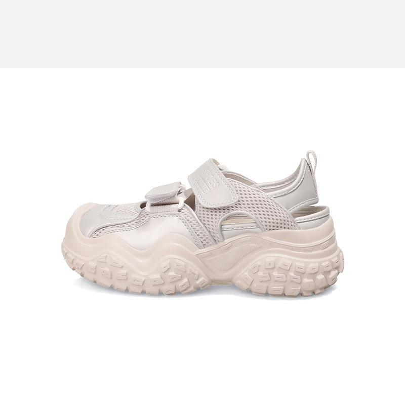 

Летние новые уродливо-милые кроссовки женские 2025 весна и осень сандалии на платформе дышащие повседневные сетчатые туфли туфли с отверстиями на липучке 40 розовый цвет-серебро