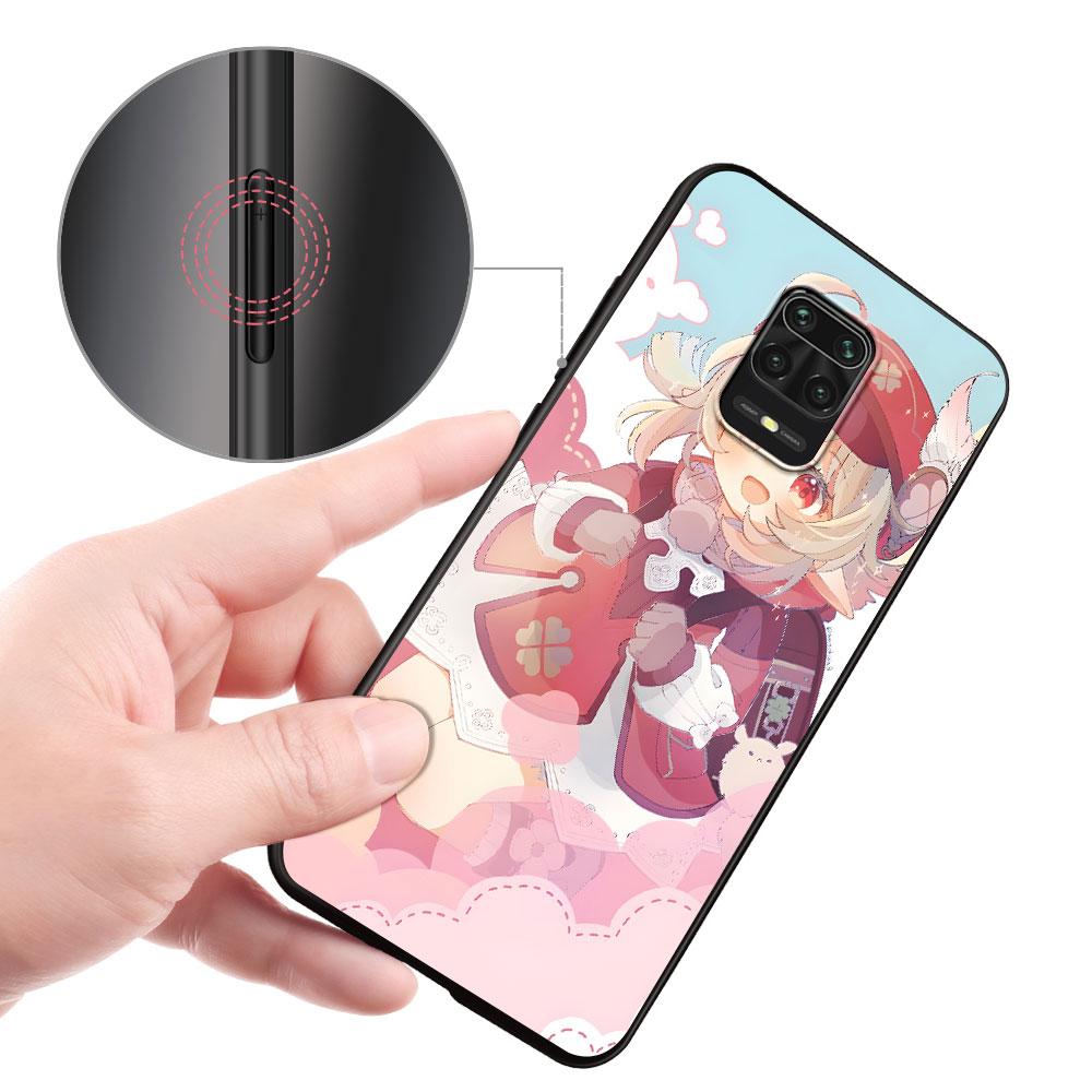 Klee Genshin Impact Case for Xiaomi Redmi 10A 10C 9C 12C 9A 9i 10 12 9 Prime 9T K40 Pro Black Soft TPU Mobile Phone Bag Cover