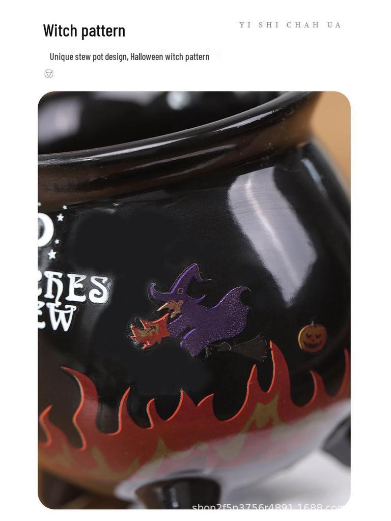 Creative Halloween Witch Cauldron Mug - Ceramic Magic Coffee Cup