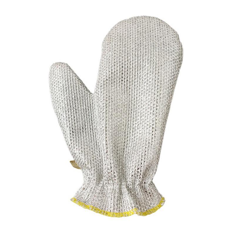 

Перчатки для мытья посуды из бамбукового волокна, антипригарные перчатки из серебряной проволоки для мытья посуды Gods, кухонные чистящие маслостойкие водонепроницаемые перчатки из стальной проволоки серебряный