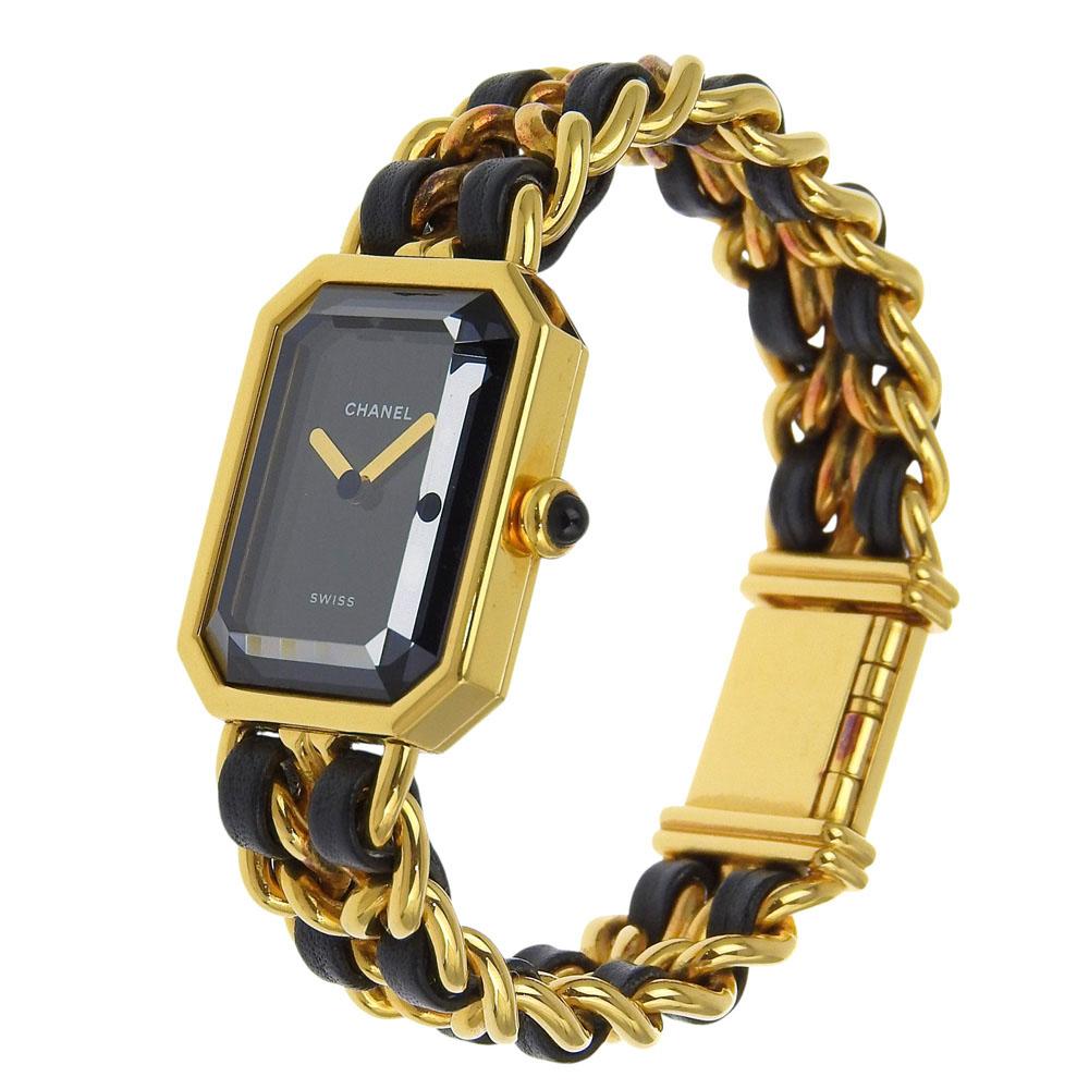 CHANEL Premiere S Watches H0001 blackDial Plated Gold/leather Quartz Analog display Women Used