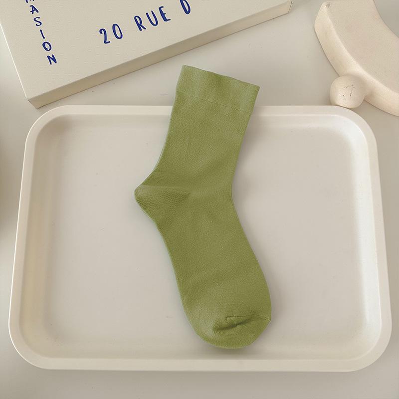 Women's High-Elastic Cotton Socks - Non-Binding, Soft, Anti-Pilling, Macaron Colors, Versatile and Comfortable Fit