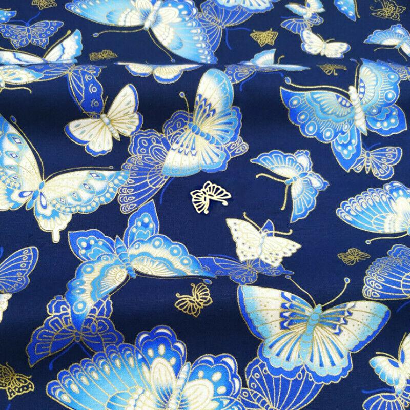 Bronzing Printed Cotton Fabric Japanese Style Butterfly Pattern Fabric For Kimono Diy Handmade Accessories Crafts