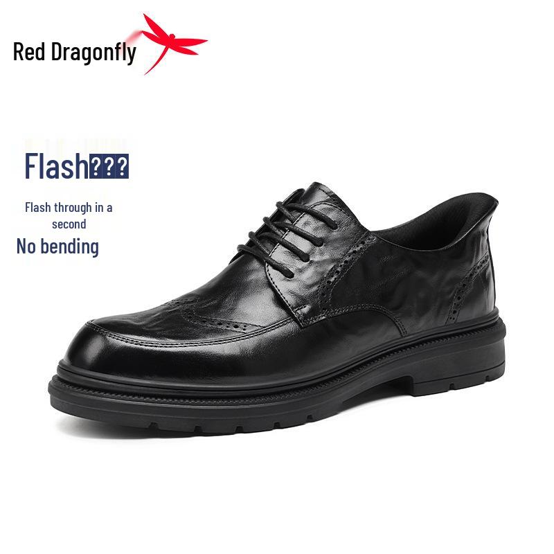 Flash Series: Red Dragonfly Men s Genuine Leather Derby Shoes - Business, Formal, Wedding, British Style 42 чёрный