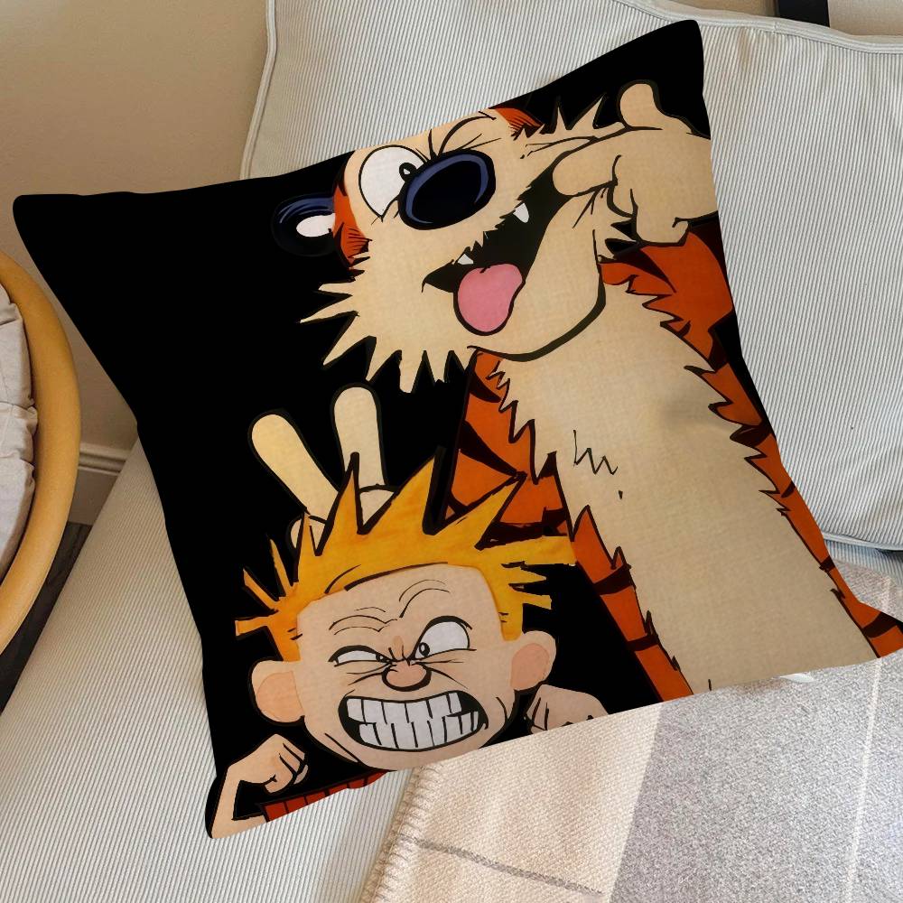 Anime C-Calvin And H-Hobbes Cushion Cover Inches Farmhouse Decor Home Throw Pillow Covers For Couch Decorations