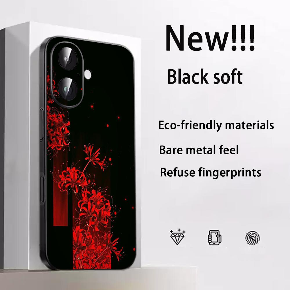 Art Red spider lilys japan design Phone Case For iPhone 17 16 e 15 14 13 12 Plus Mini Pro Max Soft black Shockproof Cover