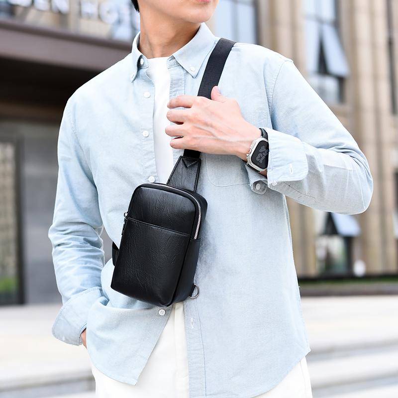 Unisex PU Leather Sling Bag – Compact Crossbody Chest Pack for Travel, Commute & Light Outdoor Use