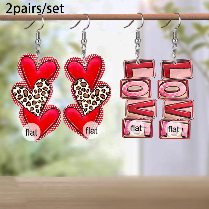 Valentine's Day Romantic Red Heart LOVE Acrylic Earrings Wedding Proposal Engagement Earrings Holiday Party Jewelry Gifts Packs Party Favor