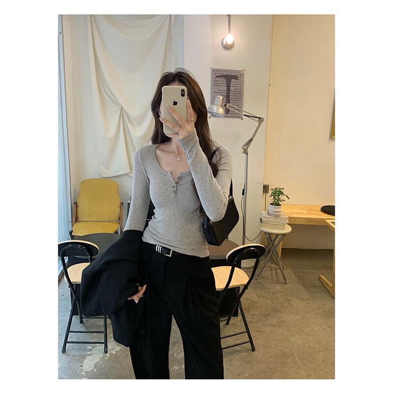 La Chapelle Women's Long-Sleeve Henley Slim-Fit Base Layer