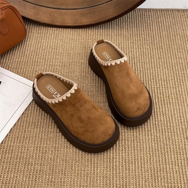 

Retro thick-soled bag head slippers for women s outer wear, new small man, one foot and half slippers 35