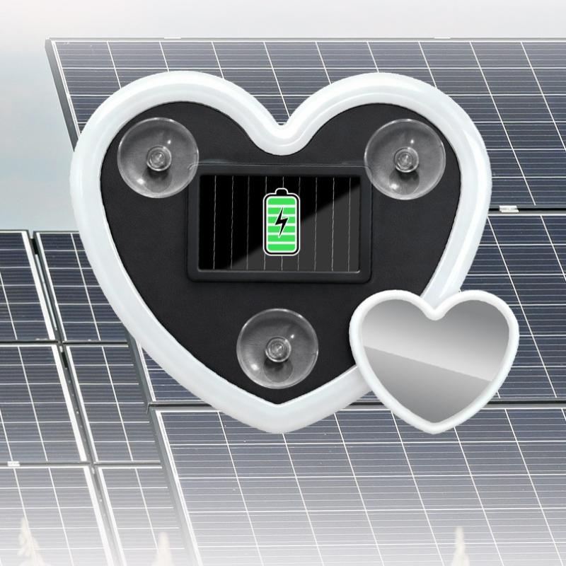 1 Set Car Window Suction Cup Led Atmosphere Light Heart Shaped Car Ambient Light 500Mah Solar/Usb-C Rechargeable Neon Lamp