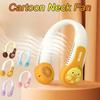 Cartoon Kids Neck Fan Bladeless Neck Fan for Kid Animal 1200mAh Portable Rechargeable Cooling Fan for Girls 3 Speeds Lightweight
