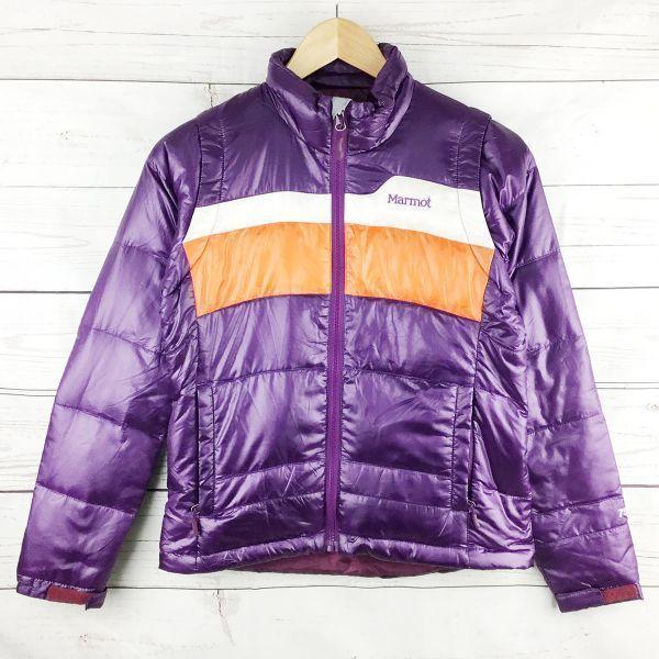

Marmot 750 Fill Power Light Down Jacket × Vest Detachable Sleeves Lightweight Descente Purple × White × Orange Women s S