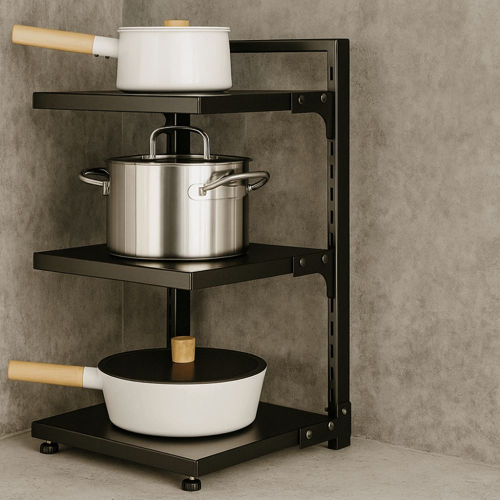 Adjustable Cabinet Layered Pot Rack Carbon Steel Pot Storage Rack Sink Storage Organizer  for Home