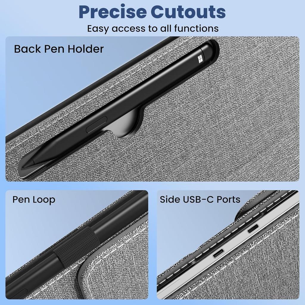 Pouzdro pro Microsoft Surface Pro 12 palců Lehké Ochranné Business kryt s víceúhlovým stojánkem a držákem na stylus