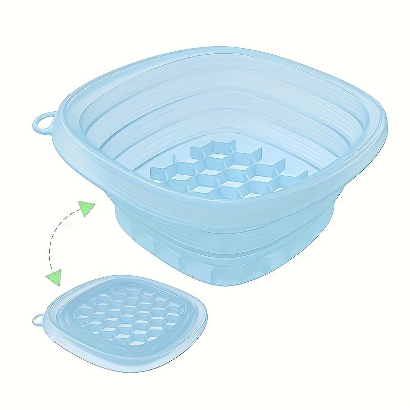 

Portable Collapsible Silicone Ice Bath Bowl|30°Ergonomic Edge with Removable Ice Tray|Face Care Swelling Relief Travel Essential синий