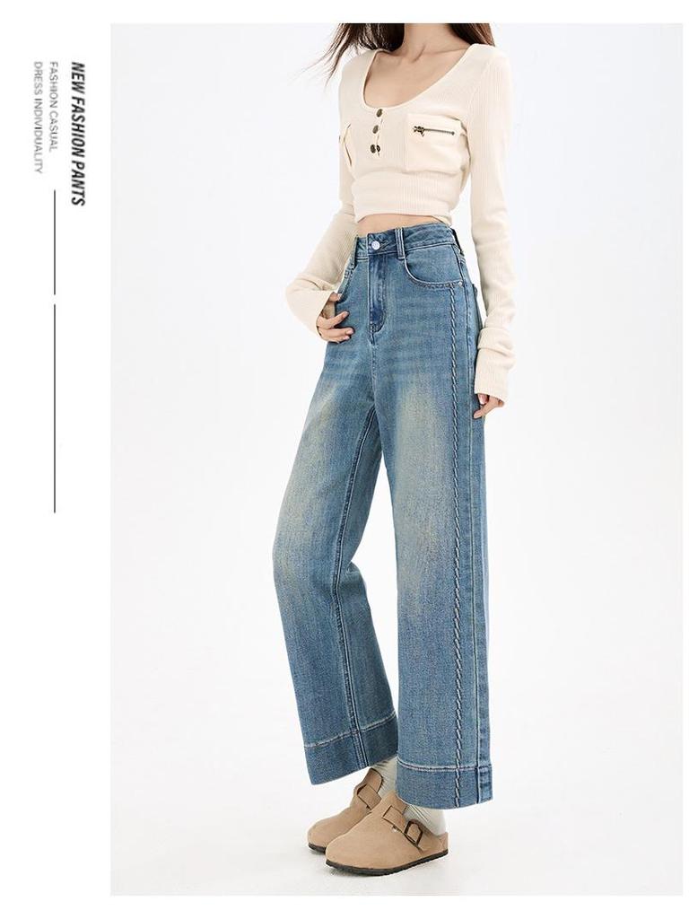 Damen Bestickte Stretch Straight-Leg Jeans - Herbst/Winter Hot Style, Figurformend für Birnenform, Kollektion 2025