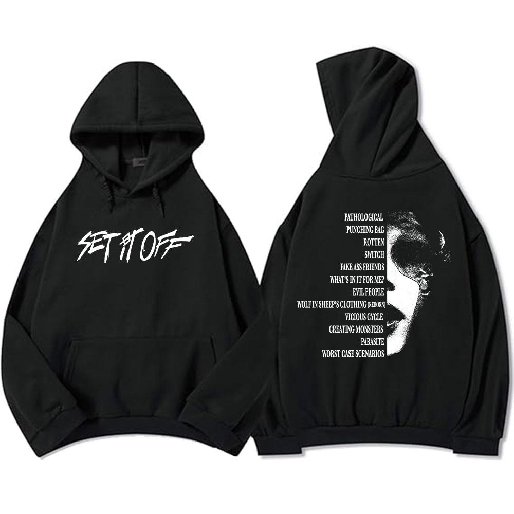 SIO Album Tracklist Hoodie Rock Band Set It Off Sweatshirts Grunge Fashion Unisex Streetwear Hip Hop Grunge Male Sudaderas Mens