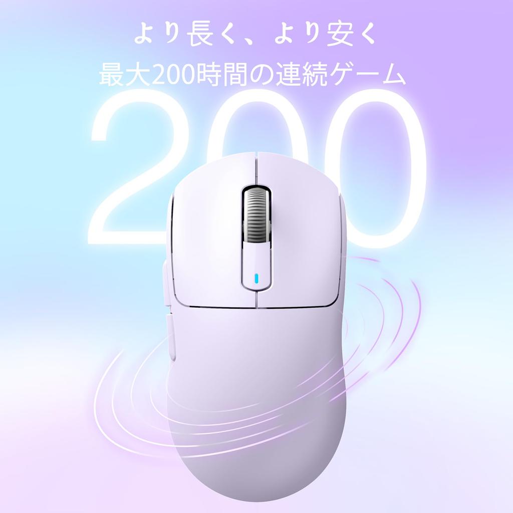 X ATTACK SHARK X3 Gaming Wireless Original Phase PAW3395 26000 TTC Kaihua 200 Hours of Continuous Purple A.JAZZ Mouse, Ultra-Lightweight (49g),