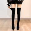 Autumn and Winter New Over-the-knee Boots Women's Korean Version Thin-heeled Suede Elastic Boots Pointed High-heeled Boots