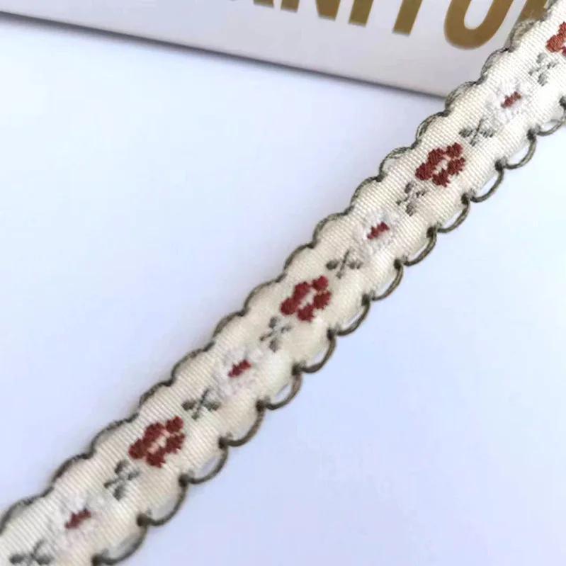 1cm Wide 22yard Ethnic Embroidery Lace Trim Countryside Style Ethnic Woven Ribbon Decoration Small Floral Clothing Accessory