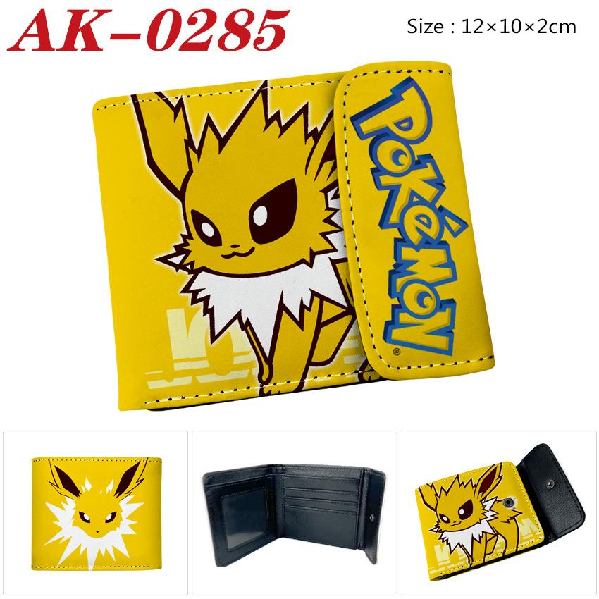 Pokemon Eevee Anime Full Color Snap Button PU Leather Short Wallet Card Holder Coin Purse for Men Women Students