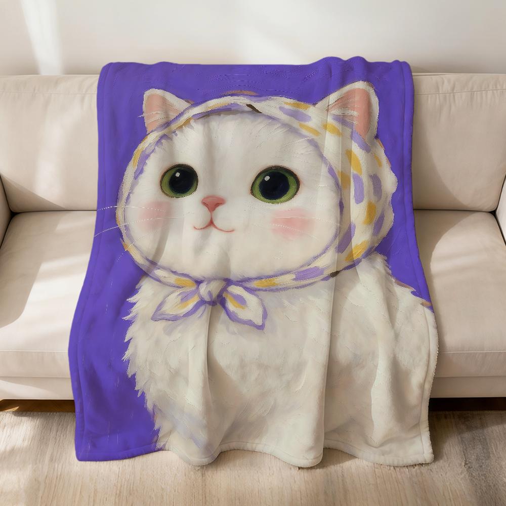 kawaii cartoon Kitten Cat with a Hood Flannel soft warm plush blanket sofa living room pet hogar bedroom gift home Car portable