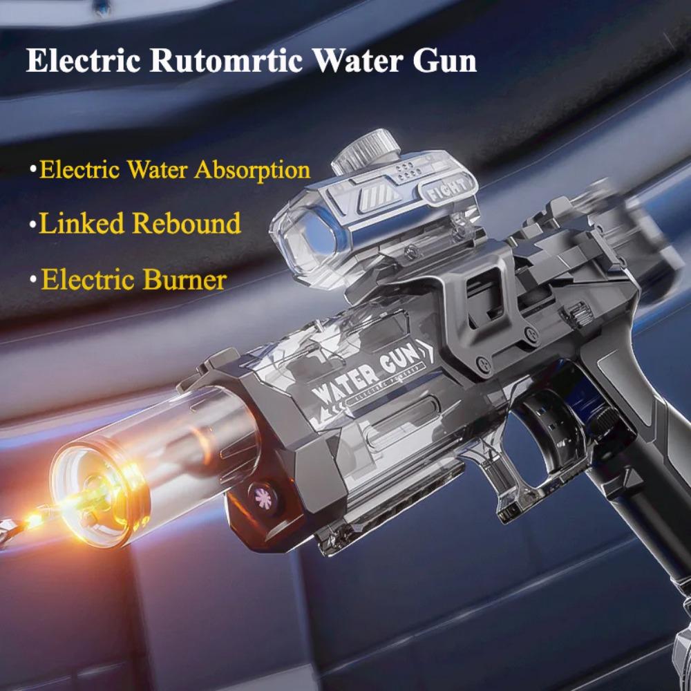 Flame Effect Electric Water Gun with Light Summer Pool Beach Outdoor Shooting Game Toy Gift for Children and Adults