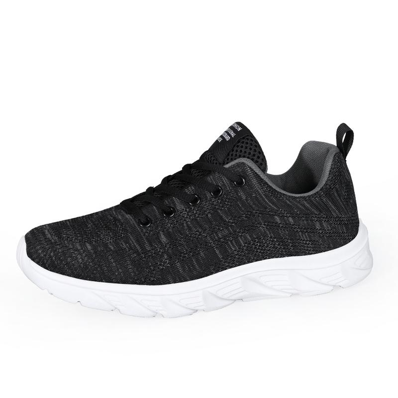 Herrsneakers Mesh Andningsbara Trendiga Snörning Lätta Svarta Promenadskor Stor Storlek Man Tenissko Zapatillas Hombre