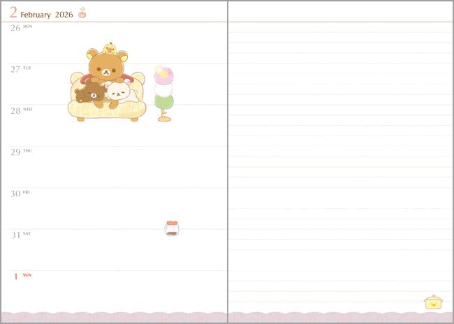 Rilakkuma 2026 Weekly ME67403 San-X Planner, B6, Thread-bound,