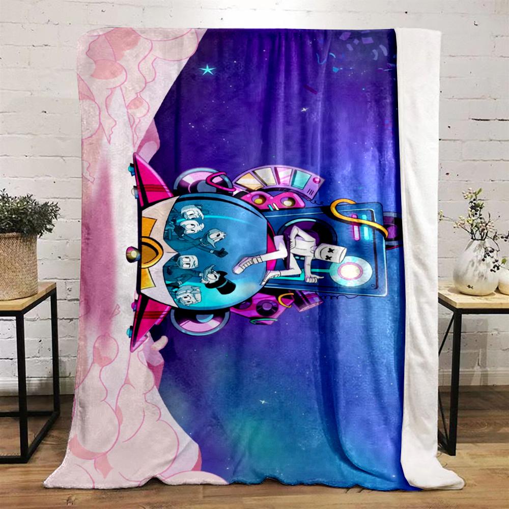 Colorful cartoon spaceship fantasy design Warm blanket Flannel blanket for bedroom, living room, sofa, and nap sofas
