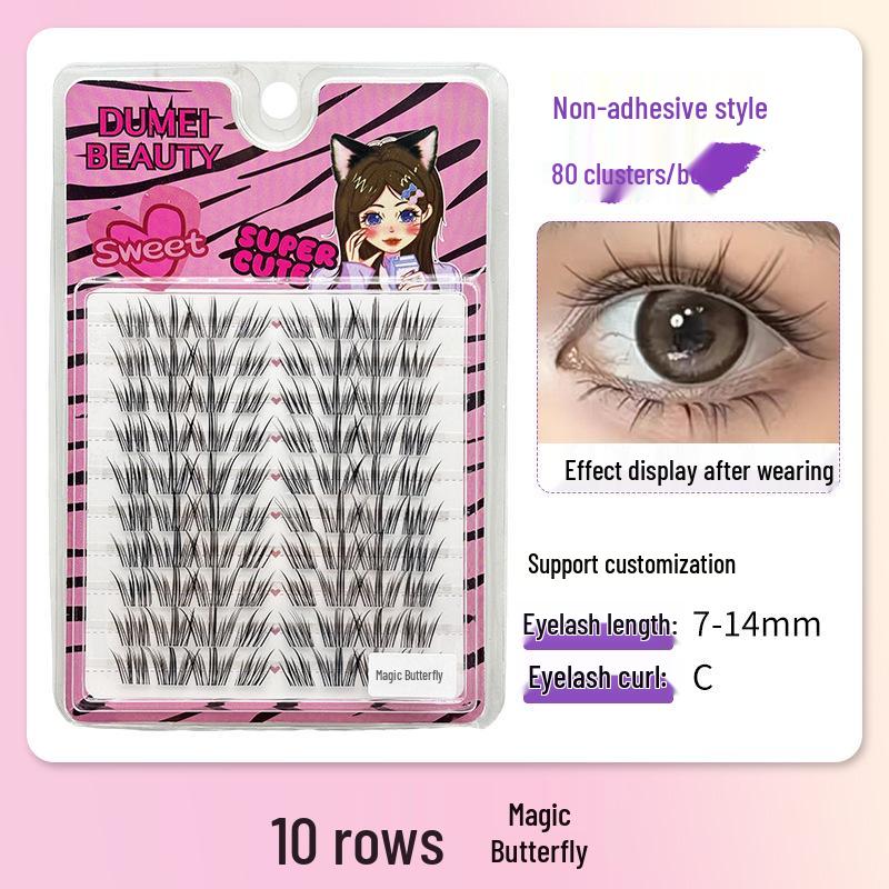 10-Row Autumn Leaf & Sunflower Faux Eyelashes - Flat, Glue-Free