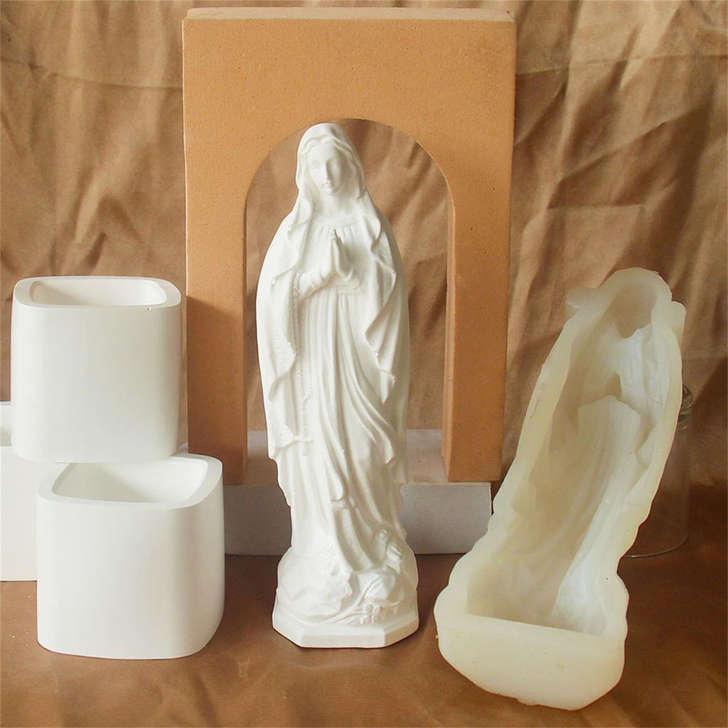 3D Virgin Mary Figurine Silicone Candle Molds for Epoxy Resin Candle Soap Making Home Decoration Temperature Resistant