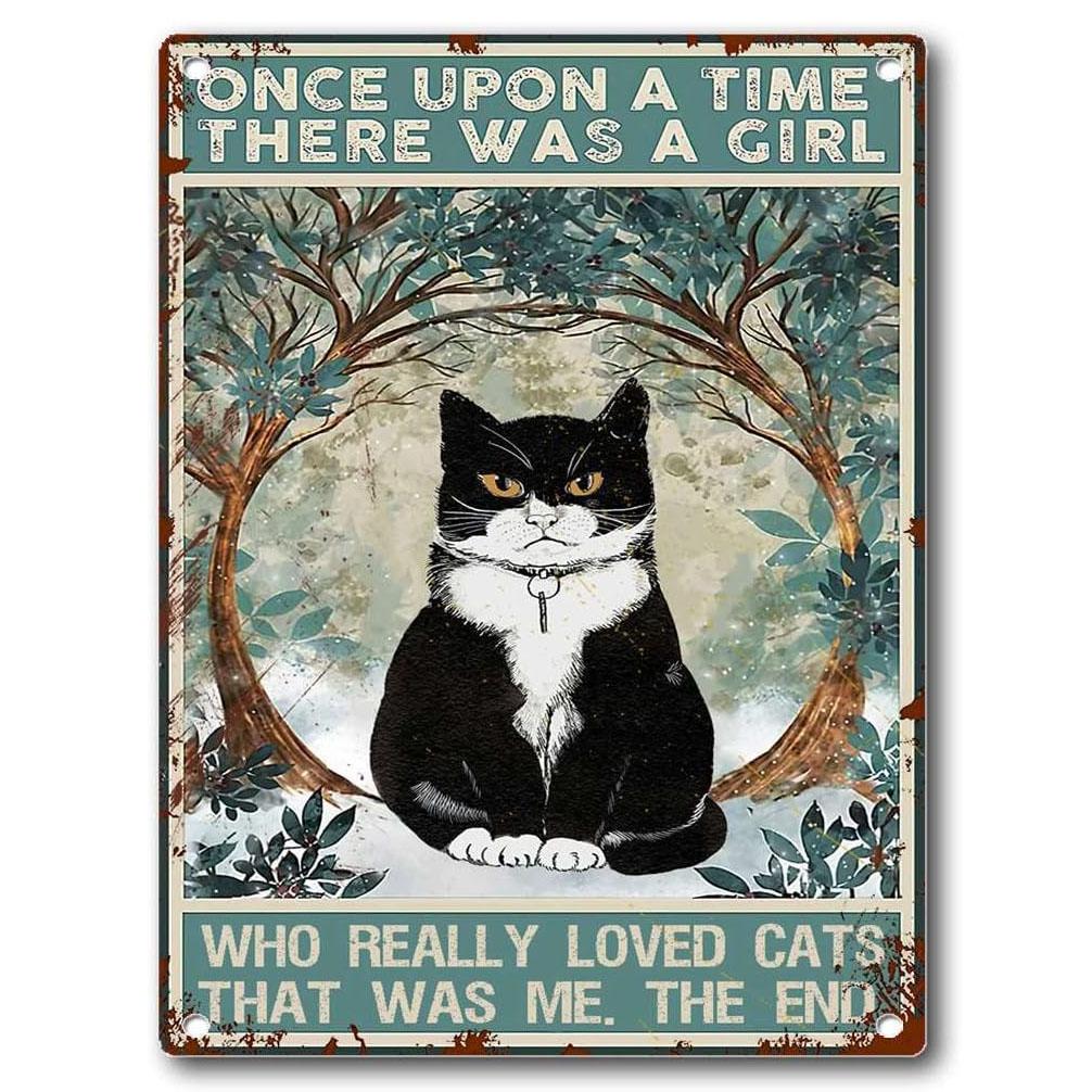 Metal Tin Signs Plaque A Girl Loved Cat Wall Decoration Vintage Iron Painting Art Posters for Man Cave Home Cafe Garden Club