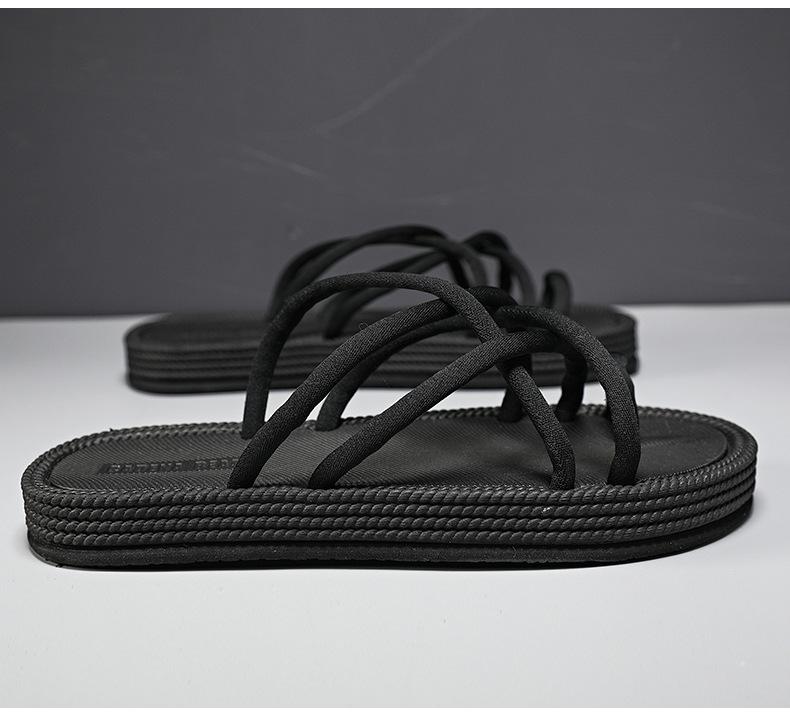 Men's Flip Flops Outdoor Men's Woven Rope Slippers Non Slip Wear Resistant Casual Versatile Outdoor Sandals Man Summer Slippers
