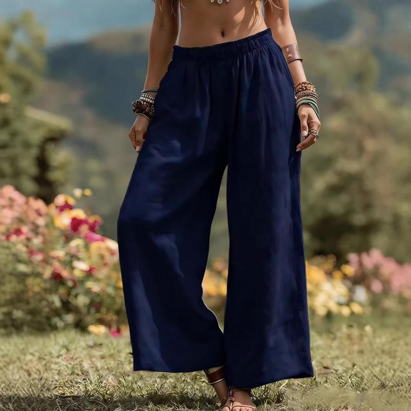 2026 Spring/Summer New Solid Color Loose Casual Wide-Leg Pants for Women, Breathable Long Pants
