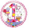 Balon Foliowy 45 Cm  1 Urodziny Dziewczynki 1 Szt.
