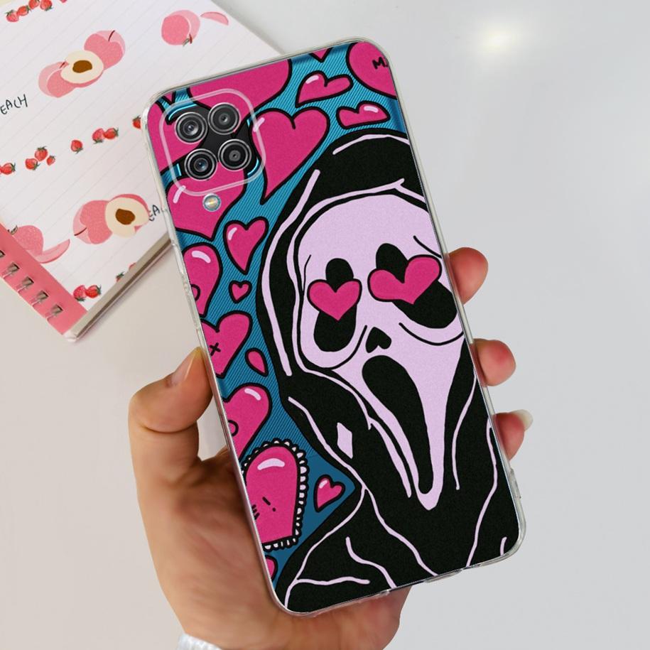 For Samsung Galaxy A12 Case Transparent Cover Fashion Flower Slim Soft TPU Phone Case For Samsung A12 SM-A125F M12 F12 A 12 Capa