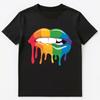 Large Colourful Rainbow Lips Unisex T-Shirt