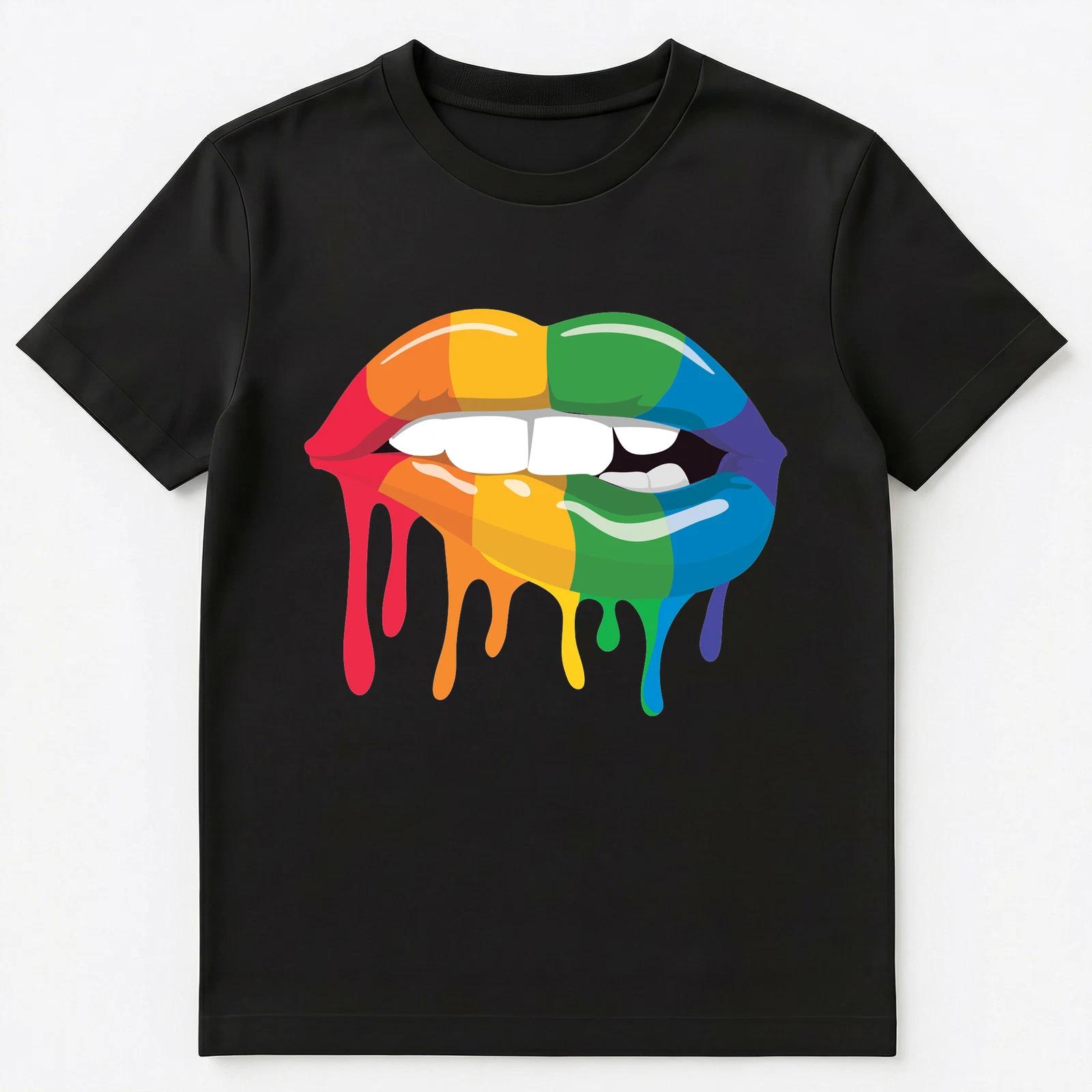 

Large Colourful Rainbow Lips Unisex T-Shirt S