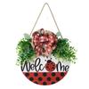 Adorable Welcome Spring Summer Ladybug Door Hanger Charming Red And Black Decor