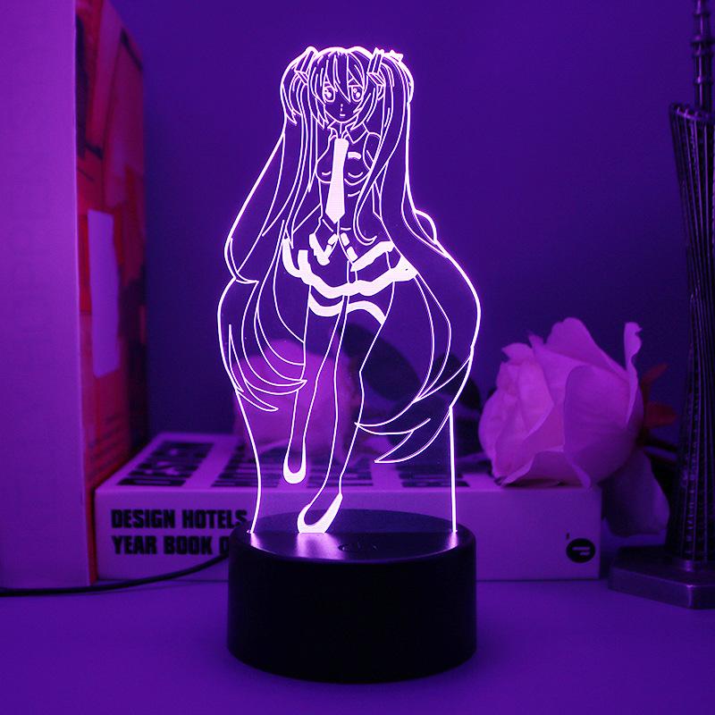Hatsune Miku Led Night Lights Anime Harajuku Charging Glowing Lamp Home Bedroom Decoration Cartoon Acrylic Desk Lamp Kids Gift