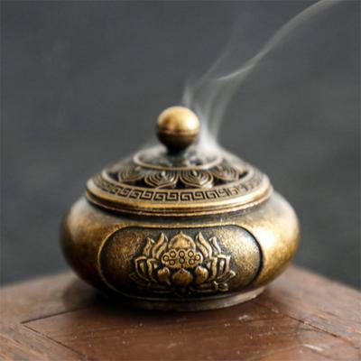 Retro Kupfer Lotus Tasche Aushöhlen Räucherstäbchen Brenner Messing Räucherstäbchenhalter Mit Abdeckung Sandelholz Räucherstäbchen Buddhismus Wohnkultur