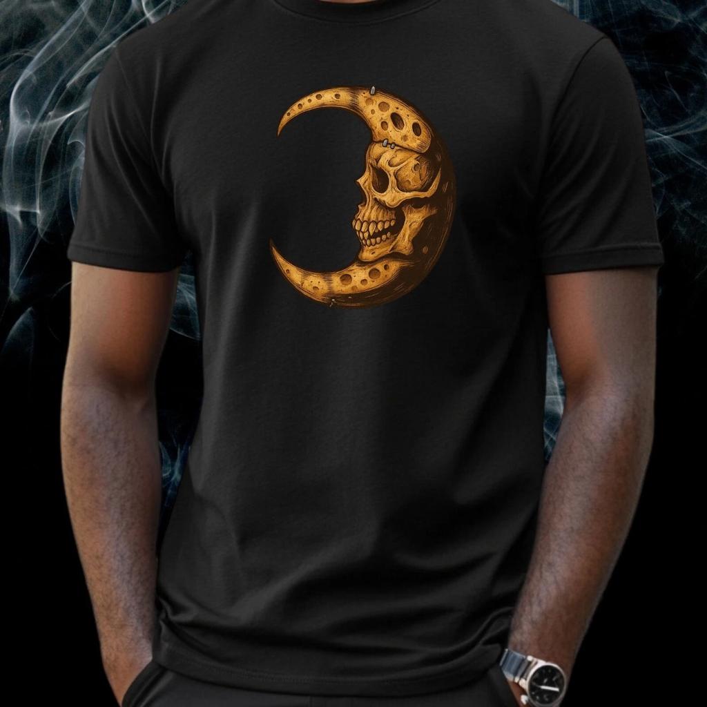 T-Shirt Herren Schädel Mond Motiv Baumwolle Größe S bis 5XL