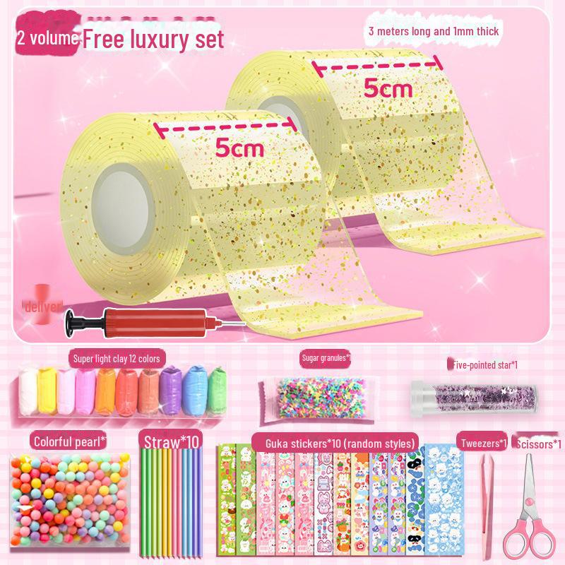 Nano Glue DIY Bubble Blowing Kit with Strong Sticky Double-Sided Tape and Decompression Toy