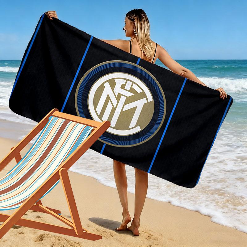 FC Internazionale Milano Print Beach Towel, Large Soft Quick Dry Towel for Beach Camping Swimming