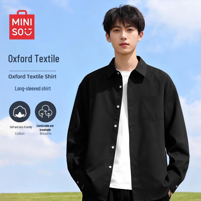 MINISO Men s Casual Long-Sleeve Lapel Shirt M
