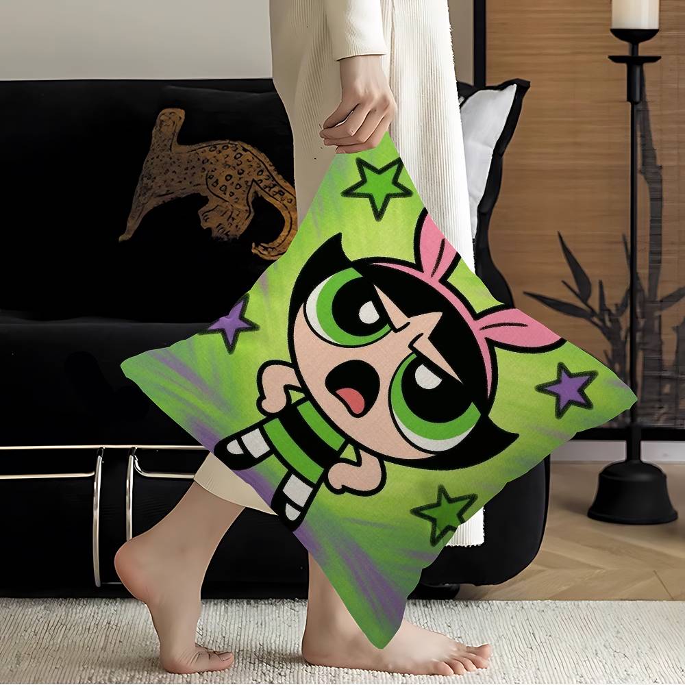 Kawaii PPowerpuff Anime GGirls Cushion Cover Pillow Cover Decor Pillowcase Printed Cushion Case for Couch