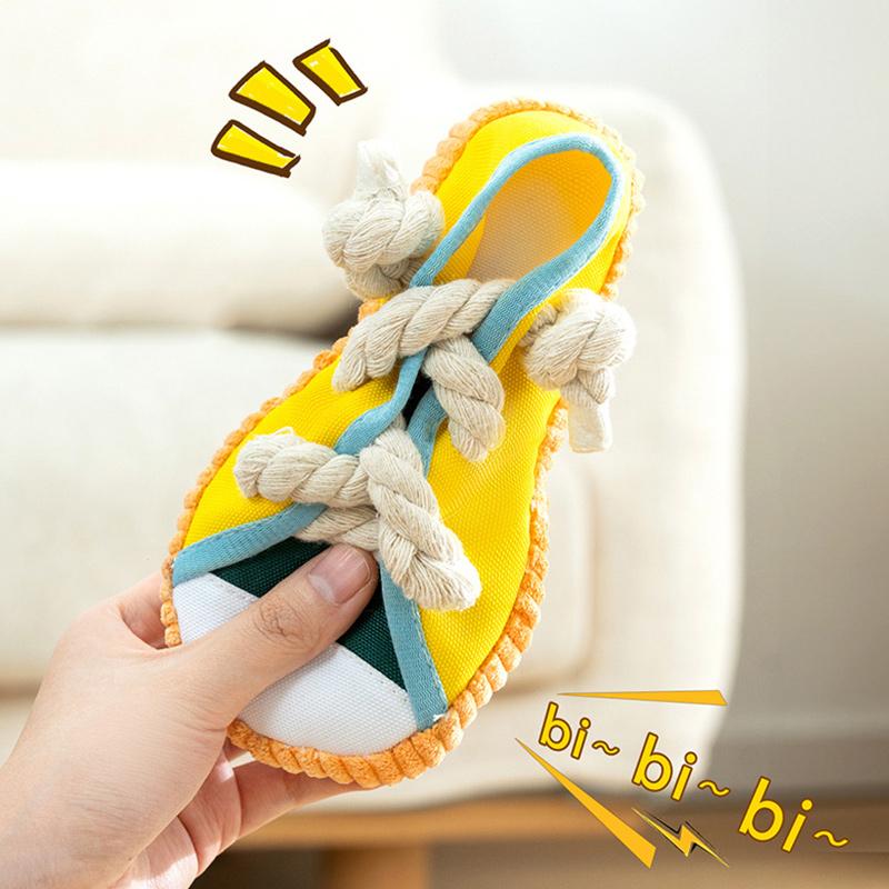 Dog bites shoes, produces sound, grinds teeth, durable toys, shoes, cotton knots, training, teddy bear, small dog, pet dog toy