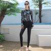 Womens Two-Piece Long Sleeve Rash Guard Set With Skirted Bottoms Mens Plus Size UV Protection Surfing Wetsuit Diving Swimming